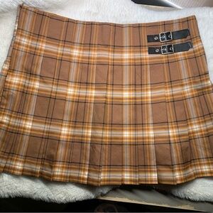 XXXL Size 21 School Girl Plaid Mini Skirt w/Pleats&Buckles NWOT